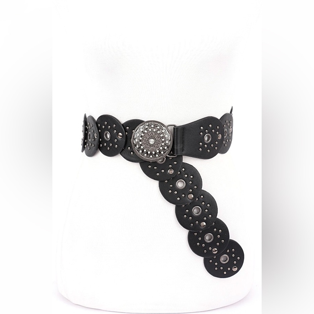Vegan Leather Western Concho Statement Belt